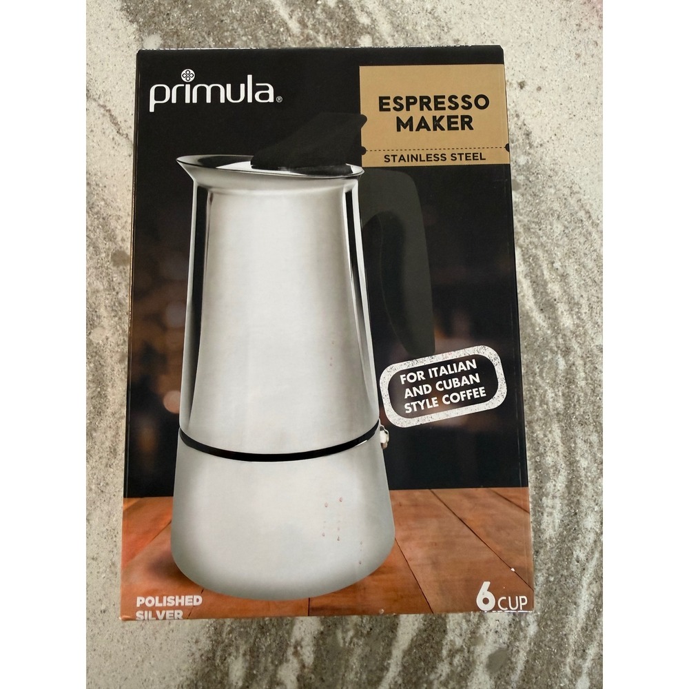 Primula Espresso Maker Stainless Steel w Silicon Handle 6 Cup ital/cuban coffee